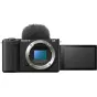 Sony ZV-E10 mirrorless camera with 16-50mm OSS II lens, directional 3-capsule microphone, and side flip-out touchscreen for vlogging