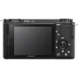 Sony ZV-E10 mirrorless camera with 16-50mm OSS II lens, featuring a directional microphone and a 3.0" flip-out touchscreen LCD