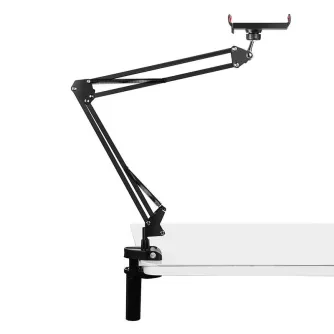 Puluz Desk Stand for Tablet and Phone - Adjustable Height and Angle, Clamps to Tabletops Up to 7 cm Thick