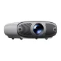 BlitzWolf BW-V11 projector with a sleek silver design, prominent blue lens, and ventilation grilles on both sides, ideal for home theater use.