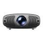 BlitzWolf BW-V11 projector with a prominent lens, ventilation grilles on both sides, and a sleek metallic finish, positioned on a flat surface.