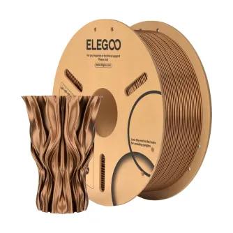 ELEGOO PLA Bronze Filament with 3D Printed Bronze Vase - High-quality metallic filament for detailed 3D prints