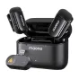 Беспроводная система лавального микрофона Maono WM622 PB2 с зарядным кейсом, двумя передатчиками, Lightning-приемником и интерфейсом управления приложением.