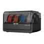 Anycubic ACE 2 Pro Multi-Filament Sistēma Kobra S1 printeriem ar caurspīdīgu vāku un četrām filamēnu spolēm sarkanā, oranžā, zilā un pelēkā krāsā.