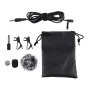 PULUZ PU427 lavalier microphone kit with 6 m 3.5 mm jack cable, clip, fluffy windscreen, foam covers, LR44 battery, 1/4" adapter, and black drawstring pouch