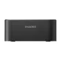 Insta360 Fast Charge Hub – a compact black USB-C charger that simultaneously powers up to three Ace Pro 2, Ace Pro, or Ace camera batteries with rapid 30W charging.