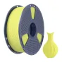 Sunlu PLA Classic Lemon 1kg filament spool next to a yellow 3D printed vase, highlighting bright citrus color and matte finish for precise printing.