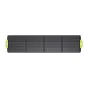 FOSSIBOT SP200 200W foldable solar panel, black surface with bright green side handles, fully unfolded top view showing four panels