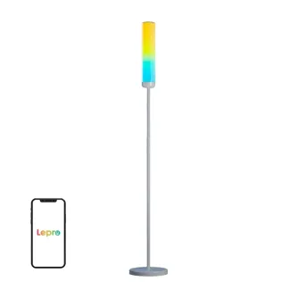 LEPRO O1 RGB floor lamp with 2300 lumens brightness, AI-driven lighting customization, and voice control for smart home ambiance
