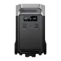 FOSSIBOT FB3840 3840Вт·ч LiFePO4 батарейный модуль с LCD-дисплеем, кнопками питания, колёсами и ручкой, вид спереди портативного источника питания.