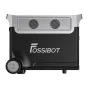 FOSSIBOT FB3840 3840Вт·ч LiFePO4 батарейный модуль с черным корпусом, серебряной вентиляционной панелью и колесом, вид спереди