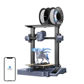 Creality CR-10 SE 3D printeris ar automātisko līmēšanu, dzesēšanas ventilatoru un filamentu spoli darbībā