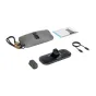BoboVR CG2 uzlādes stacija VR austiņām, kas ietver magnētisko dokstaciju, vieglo akumulatora klipu, aizsargājošo kārbu un USB-C kabeli, sakārtota kā pilns komplekts.