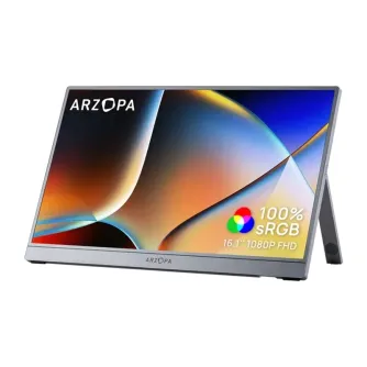 ARZOPA Z1C 16.1" Portable Monitor with 100% sRGB, 1080P FHD Display, Sleek Gray Design