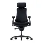 LiberNovo Omni 48 cm ergonomiskais krēsls melnā krāsā ar augstu atzveltni, galvas balstu, regulējamiem roku balstiem un piecu riteņu pamatni optimālai atbalsta un komforta nodrošināšanai.
