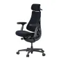 LiberNovo Omni 48 cm ergonomiskais krēsls ar augstu atzveltni, regulējamiem roku balstiem un elastīga auduma sēdekli optimālai komfortam.