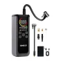 GOOLOO GT160 Dual Car Air Compressor ar divu cilindru dizainu, digitālo displeju, kas rāda 8.8 bārus, un piederumiem, tostarp USB lādētāju, uzglabāšanas somu, pieciem uzgaļiem un rokasgrāmatu.