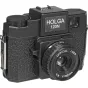 Holga 120N medium format film camera with textured body, 60mm f/8 optical lens, zone focusing ring, top hot shoe, and rear viewfinder