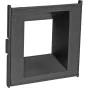Holga 120N medium format film camera in black with a 60mm f/8 lens, zone focusing dial, and tripod mount. Features a film advance knob, red frame counter window, and hot shoe mount. Empty film chamber visible, matte textured cam