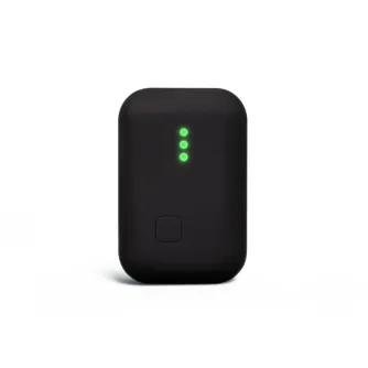 Zoom Instamic Pro Plus C compact stereo audio recorder with green LED indicators and a square button on its matte black front, showcasing its IP67 waterproof design and Bluetooth streaming capability.