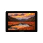 SmallHD Cine 7 RED DSMC2 Kit 7‑inch on‑camera external LCD monitor with black frame, turned on and showing a vivid sunset over mountains and a reflective river in autumn colors