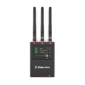 Aputure Sidus One wireless DMX/CRMX transceiver with Sidus Bluetooth, featuring three antennas and 18-hour battery life for studio lighting control