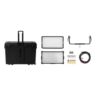 Aputure NOVA 9 2x1 Rolling Hard Case Kit with a 650W tunable white panel light, IP65 weatherproofing, and included accessories for professional lighting setups.