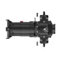 Aputure Spotlight Max 36° Kit ar cilindrisku korpusu, sarkano pogu un objektīva stiprinājumu, ar rotējošu gobo turētāju un ventilācijas režģiem.