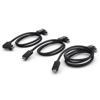 Blackmagic URSA Cine EVF USB Cable Set - Three coiled cables with angled locking connectors for secure EVF connections.