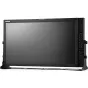 Boland PVB32a LED Broadcast Monitor 32 inch on an adjustable stand, featuring a dark screen, control panel with buttons and knobs, slim bezel, and ventilation slots on the back.