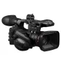 Professional Canon XF605 4K camcorder with 15x optical zoom, dual SD card slots, and a microphone attached for studio and field use.