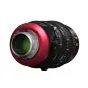Professional Canon CN-E20-50mm T2.4 L FP cinema lens with red front element, precise aperture and focus controls, and advanced metadata support for full-frame cameras.