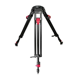 Cartoni Red Lock 75mm tripod with red locking mechanisms and adjustable legs for professional video use
