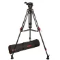 Professional Cartoni FOCUS 8 Red Lock ALU Tripod System with Focus 8 head, 2-stage aluminum tripod, and soft carrying bag for smooth video and photography movements