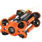 Chasing Innovation Chasing M2 Pro Underwater ROV Advanced Set with 8 vectored thrusters, 4K camera, and tether cable, featuring a compact aluminum alloy body and LED lights, along with accessories like a carrying case and remote