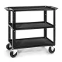 Three-shelf cart with black fabric mats for tools and equipment