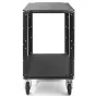 Compact two-shelf black steel cart with high-density foam lining for secure tool storage and transport