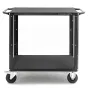 Compact two-shelf black steel cart with precut high-density foam shelves for secure tool storage and protection
