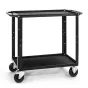 Black steel two-shelf cart with rubber mats for studio use