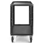 Compact two-shelf black steel cart with textured rubber mats for dust prevention and tool protection