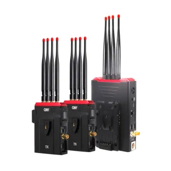 Wireless video transmitter set CVW BeamLink Duo Plus with 4x4 MIMO antennas, 1000m range, and SDI/HDMI compatibility