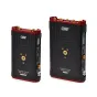 CVW Pro300 Plus Wireless Video Transmission - Two devices side by side, smaller unit on the left with a golden port and power switch, larger unit on the right with multiple golden ports including HDMI and power inputs, both feat
