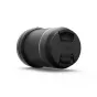 DJI DL 35mm F2.8 LS ASPH lens with protective cap, black carbon-fiber barrel, red status button, isolated on white background