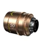 Bronze DZOFILM Arles Lustre 50mm T1.6 PL cinema lens featuring focus and aperture rings, amber flare coating, and Vista Vision compatibility