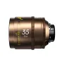 DZOFILM Arles Lustre 35mm T1.6 cinema lens, bronze body, side view with focus distance scale in feet, T1.6 aperture marking and yellow gear ring details