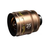 DZOFILM Arles Lustre 25mm T1.6 cinema lens with amber halation, bronze barrel, 95mm front element, focus distance scale in feet and meters, T1.6 aperture ring, large-format Vista Vision compatible lens isolated on white backgrouDZOFILM Arles Lustre 25mm T1.6 cinema lens with amber halation, bronze barrel, 95mm front element, focus distance scale in feet and meters, T1.6 aperture ring, large-format Vista Vision compatible lens isolated on white backgrou