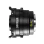 DZOFILM Marlin 1.6x Expander PL to L объективный адаптер, черный алюминиевый корпус с текстурным кольцом, вид сбоку, на корпусе маркировка PL>L, красная точка, съемные крепления