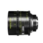 DZOFILM Vespid Cyber 75mm T2.1 pilna kadra kino lēns ar PL un EF maināmiem montiem, datu saskarni un dzeltenām fokusa/apertūras atzīmēm, parādīts tīrā sānu skatā, izceļot zobratu gredzenus un priekšējo elementu