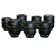 DZOFILM Vespid Prime 7 objektīvu komplekts, kas ietver 25 mm, 35 mm, 50 mm, 75 mm, 100 mm, 125 mm T2.1 prīmus un 90 mm T2.8 makro objektīvu, visi melni ar dzeltenām atzīmēm uz balta fona.DZOFILM Vespid Prime 7 objektīvu komplekts, kas ietver 25 mm, 35 mm, 50 mm, 75 mm, 100 mm, 125 mm T2.1 prīmus un 90 mm T2.8 makro objektīvu, visi melni ar dzeltenām atzīmēm uz balta fona.