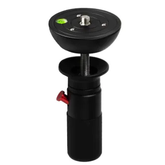 iFootage 75mm Bowl Head Quick Release Mount ar sudraba centrālo skrūvi, sarkano regulēšanas pogu un zaļo līmeņa indikatoru, paredzēts 75mm tripodiem